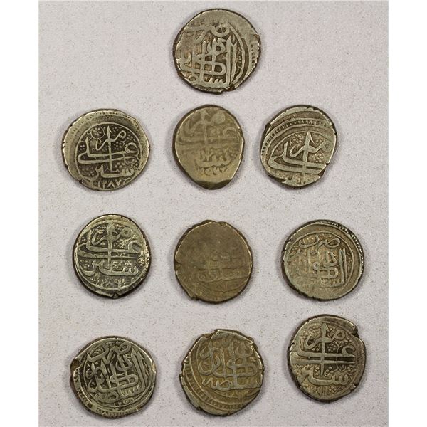 AFGHANISTAN: BARAKZAI: Sher 'Ali, 1863-1879, LOT of 10 silver rupees