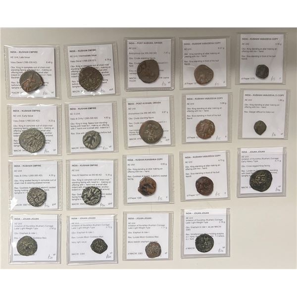 ANCIENT INDIA: KUSHAN: LOT of 19 late Kushan copper coins