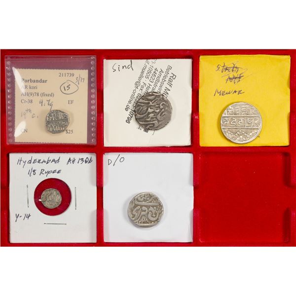 INDIAN STATES: LOT of 10 silver coins (rupee unless noted)
