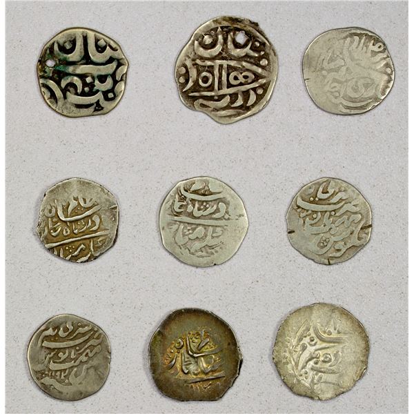 GARHWAL & LADAKH: LOT of 9 silver coins