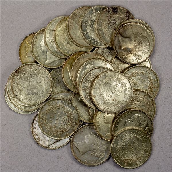 BRITISH INDIA: LOT of 34 silver rupees
