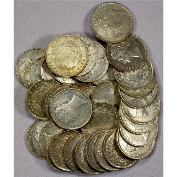 BRITISH INDIA: LOT of 34 silver rupees