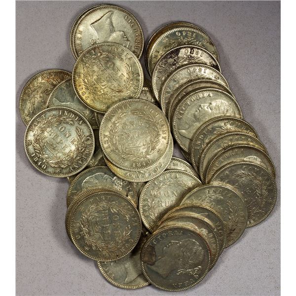 BRITISH INDIA: LOT of 34 silver rupees