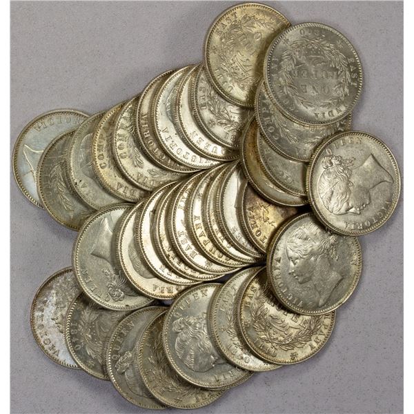 BRITISH INDIA: LOT of 34 silver rupees
