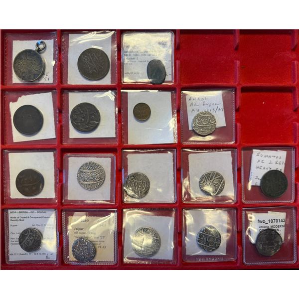 INDIA: LOT of 8 silver and 8 copper coins, mostly Indian