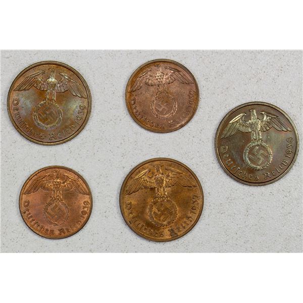 GERMANY: Third Reich, LOT of 5 coins