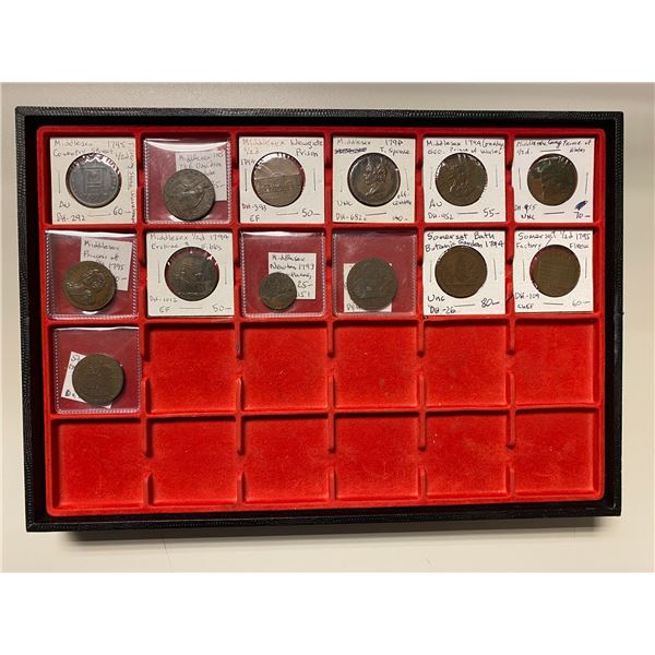 GREAT BRITAIN: LOT of 13 tokens
