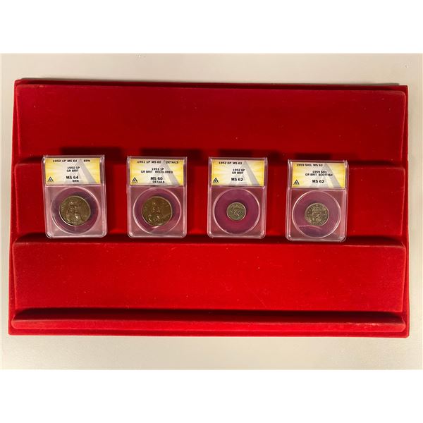 GREAT BRITAIN: LOT of 4 ANACS graded coins