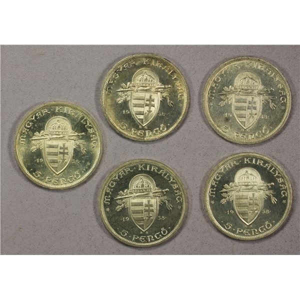 HUNGARY: LOT of 5 coins