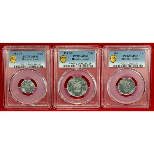 RUANDA-URUNDI: LOT of 3 coins