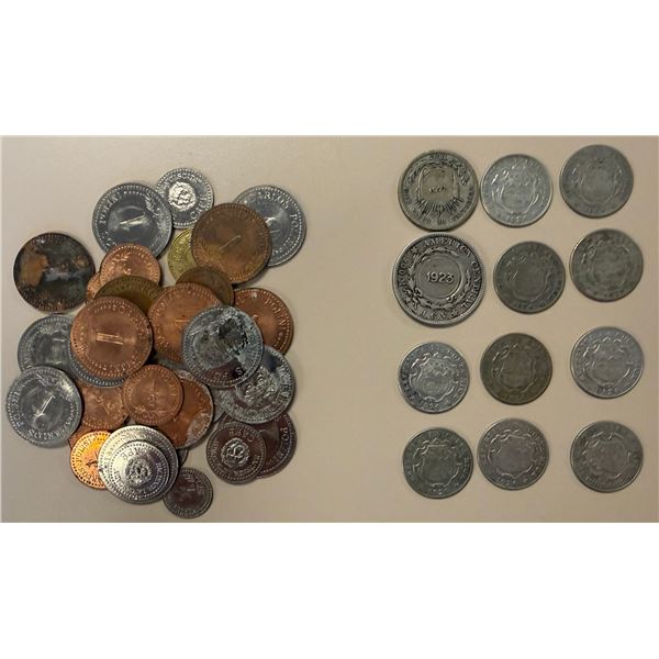 COSTA RICA: LOT of 45 coins and tokens