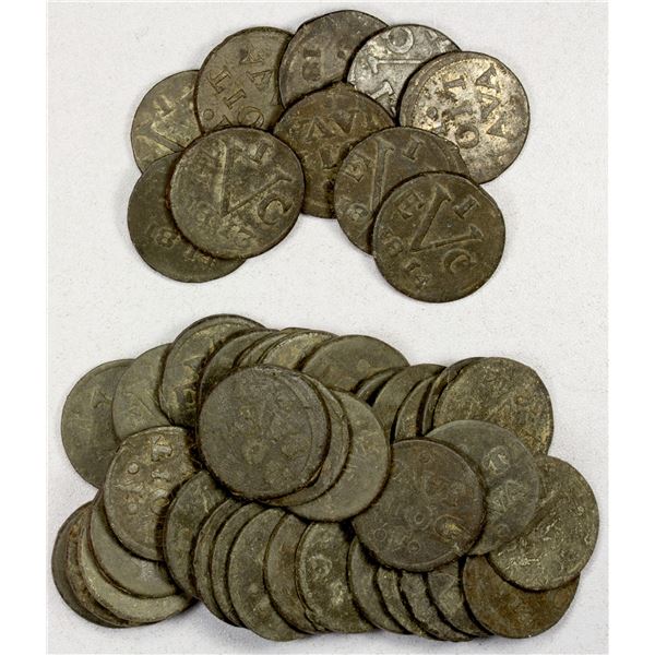 INDONESIA: JAVA: British Occupation, LOT of 45 tin duits