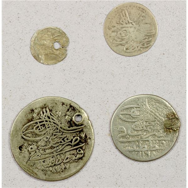 TURKEY: Osman III, 1754-1757, LOT of 4 small silver coins