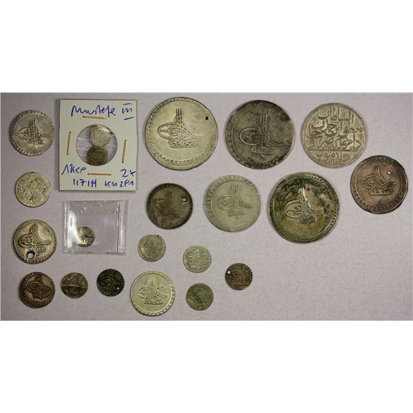 TURKEY: Mustafa III, 1757-1774, LOT of 21 silver coins