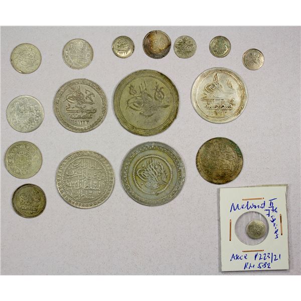 TURKEY: Mahmud II, 1808-1839, LOT of 17 silver coins