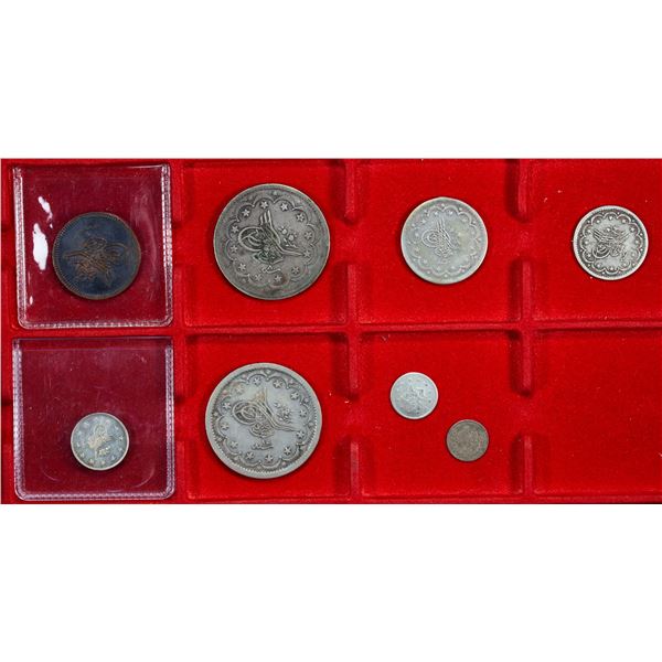 TURKEY: Abdul Mejid, 1839-1861, LOT of 1 copper & 7 silver coins