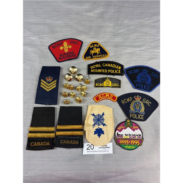 Nice Lot of Vintage RCMP and Military Pins and Patches