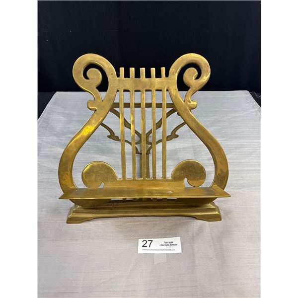 A Very Nice Vintage Brass Lyre Shaped Music Stand