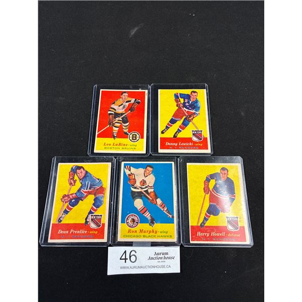 Lot of 5 1957 Nhl Trading Cards in Sleeves
