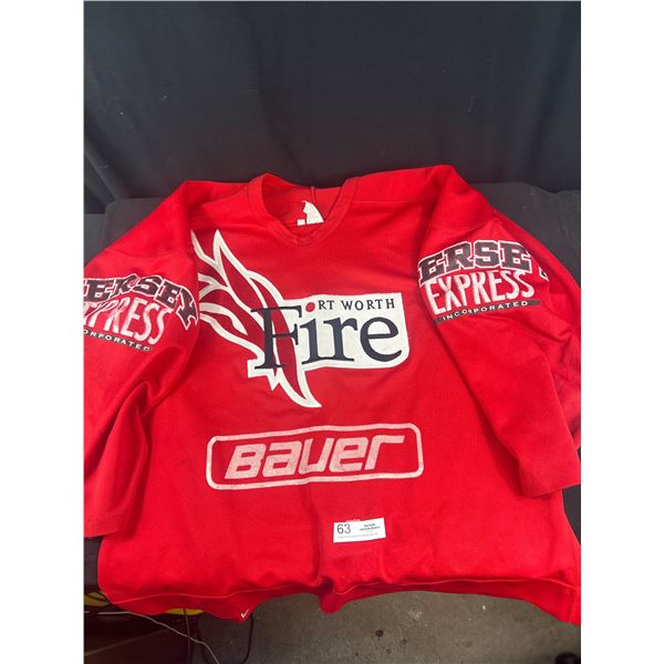 Original Vintage 1990's Game Used Hockey Jersey From Fort Worth Fire Professional Hockey Team of the