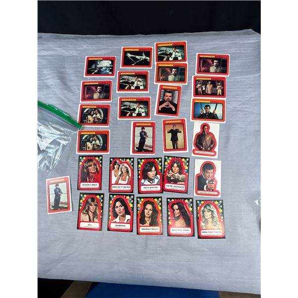 Lot of 27 1970's Stickers - 9 1977 Charlie's Angels and 18 1979 James Bond Moonraker Stickers