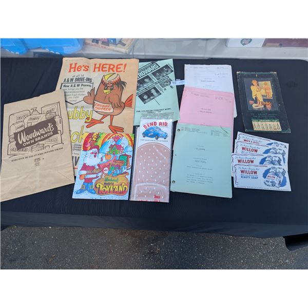 Lot of Misc Vintage Ephemera, 4 1970's TV Scripts, 2 Kojacks, Bionic Woman & Beretta, 1955 Calendar,