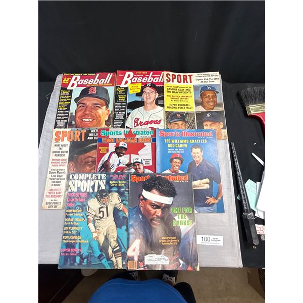 Lot of 8 Vintage Sports Magazine with Star Covers, Payton, Mays, Butkus Plus