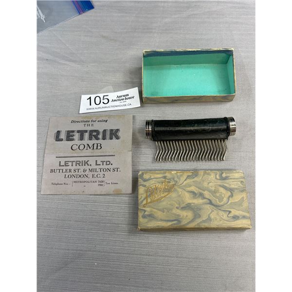 Art Deco Letrik Hair Comb in Original Box and Instructions