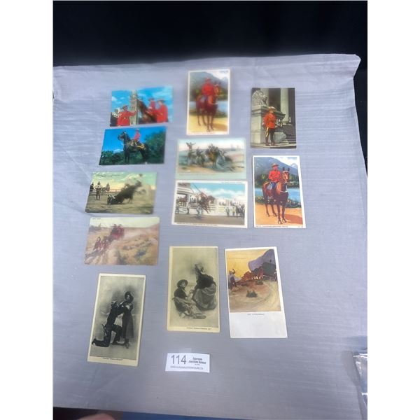Lot of 12 Vintage Postcards 7 Cowboy and 5 RCMP