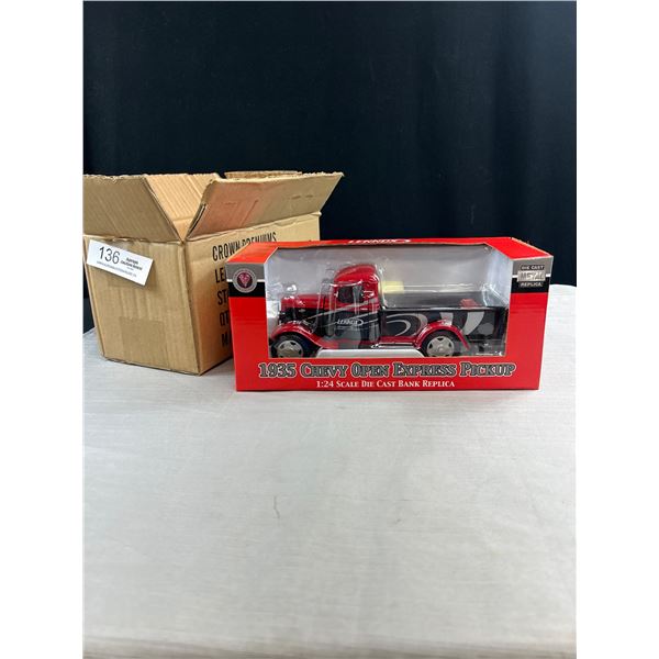 1:24 Scale Die Cast Bank Lennox 1935 Chevy Open Express Pickup in Box with Original Shipping Box