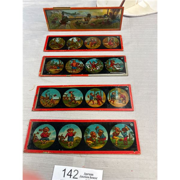 Lot of 5 1890"s Ernst Plank German Magic Lantern Glass Slides