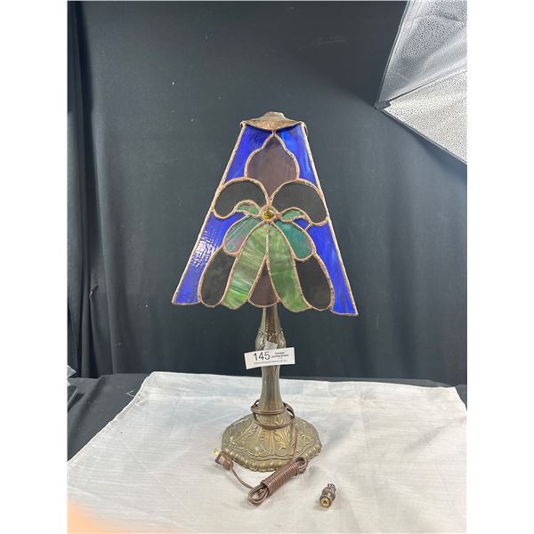 A Vintage Stained Glass Lamp Shade Does Not Match Base and Lamp Needs Rewiring