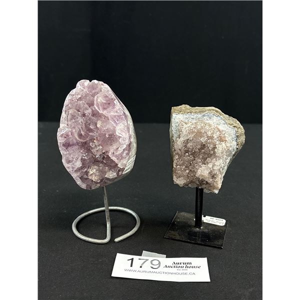 2 Amethysts on Stands