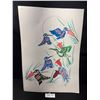 Image 1 : A Very Nice Large Native Print Humming Birds by Richard Shorty