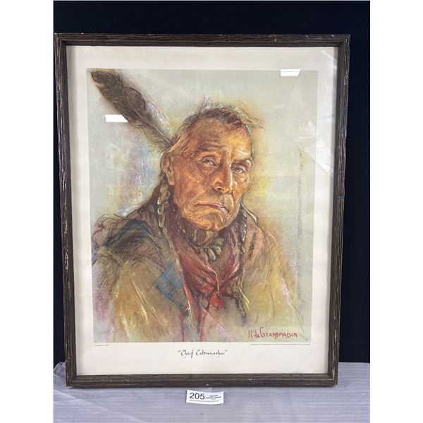 A Large  Nicely Framed Chief Coldweather Print