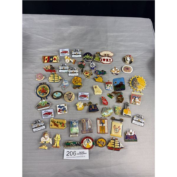 Lot of 55 Vintage Pins From Canada and USA