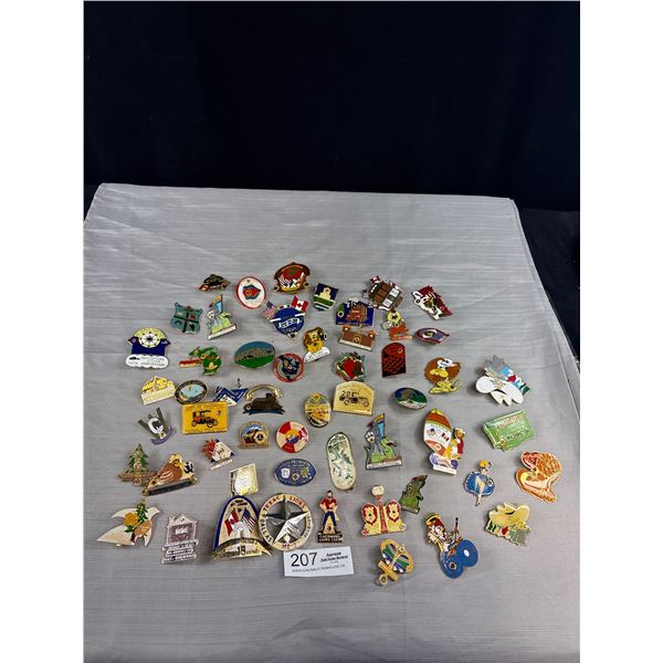 Lot of 55 Vintage Pins From Canada and USA