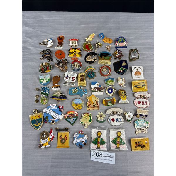 Lot of 55 Vintage Pins From Canada and USA