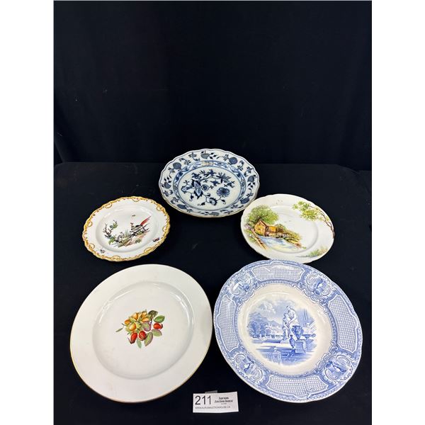Lot of 4 Vintage Bone China Plates + 1 Bowl, No Chips or Cracks, Shelly, Athena, etc