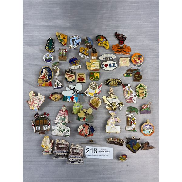 Lot of 55 Vintage Pins From Canada and USA