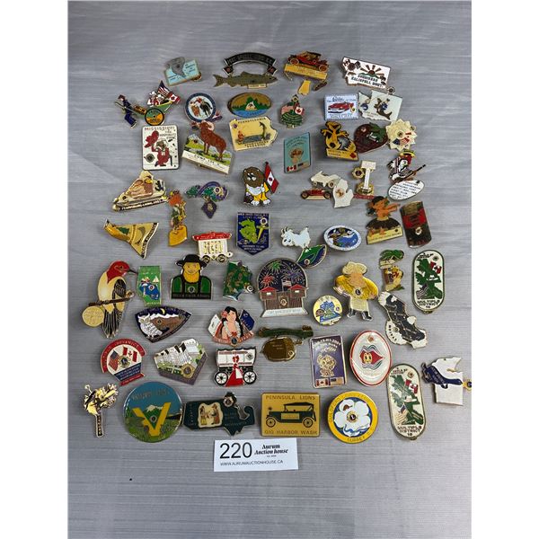 Lot of 55 Vintage Pins From Canada and USA