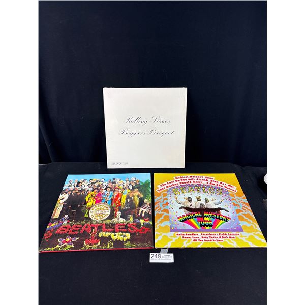 3 Vintage Vinyl Records The Beetles and The Rolling Stones