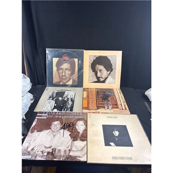 6 Vintage Vinyl Records Bob Dylan and Leonard Cohen
