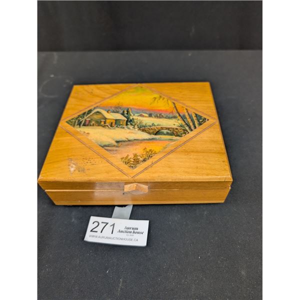 Vintage Wooden Box Full of Watches,Necklaces and Swiss Army Knives