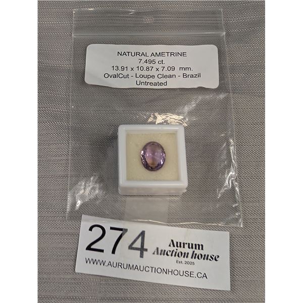 Natural Ametrine Oval Cut Brazil Stone Untreated in Holder
