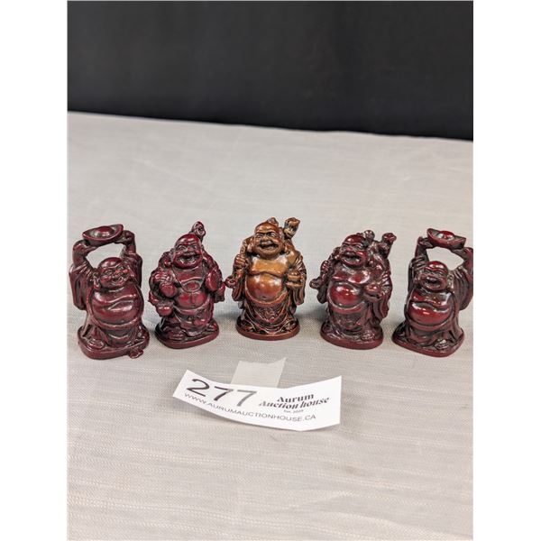 Lot of 5 Red Resign Lucky Buddhas