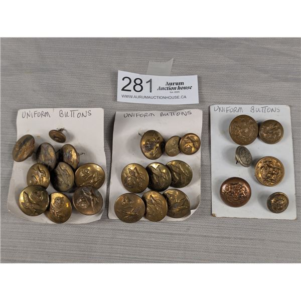 A Nice Lot of Vintage Military Uniform Buttons