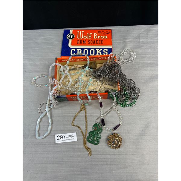 Old Cigar Box Full of Vintage Jewelry