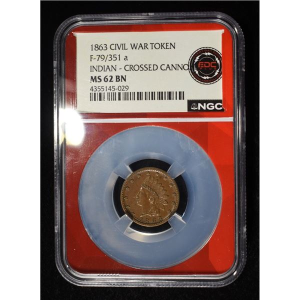1863 CIVIL WAR TOKEN NGC MS62 BN