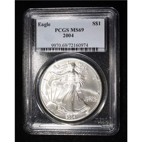 2004 AMERICAN SILVER EAGLE PCGS MS69